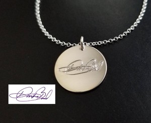 Details About Handwriting Signature Writing Memorial Necklace Custom Engraved Sterling Silver - 