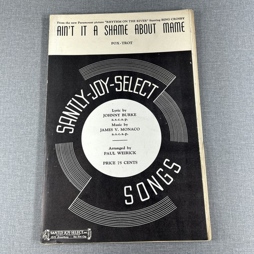 Ain't It A Shame About Mame by Burke Sheet Music 1940 Saintly Joy Select Songs