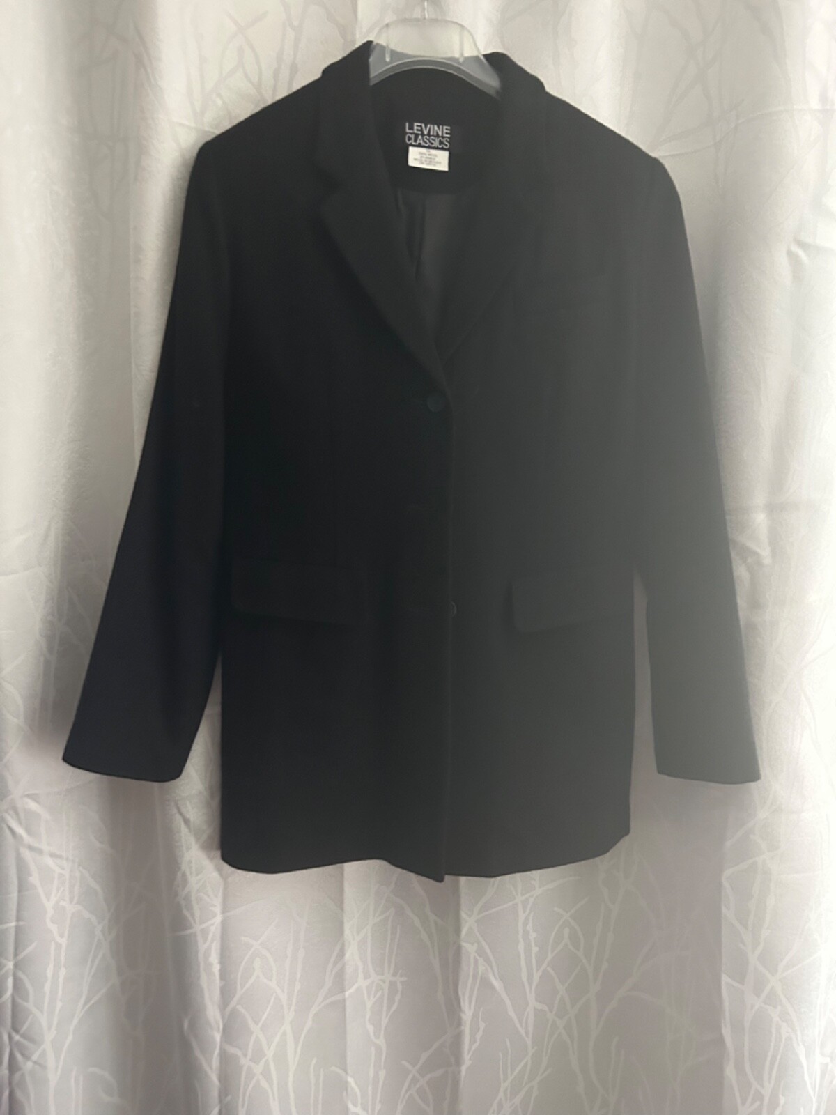 LEVINE CLASSICS Wool Black BlazerJacket Pockets s… - image 1