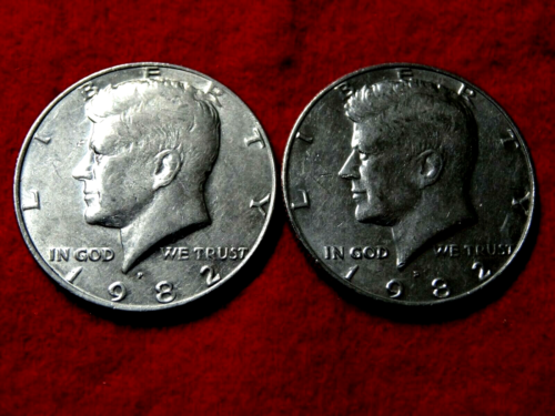 1982 P D Kennedy medio dólar revestido (2 monedas) artículo #58R - Imagen 1 de 7
