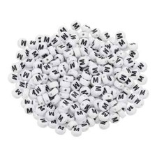 100 Round Acrylic 7mm Letter Beads - Letter M