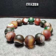Pulsera de cuentas de ágata/piedra de ágata ojos de ágata Gobi color natural 14 mm 1 pieza
