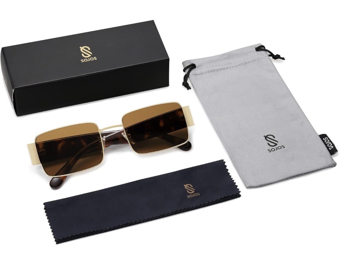 SOJOS Fashion Rectangle Sunglasses for Women Men Retro  display picture 3