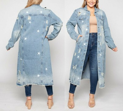 distressed jean jacket plus size