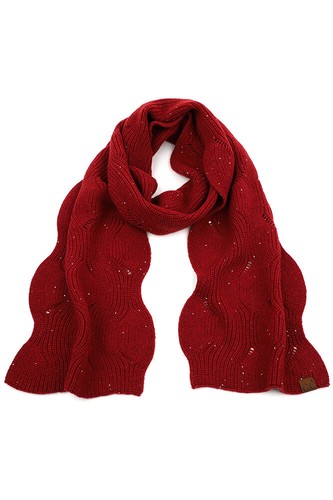 C.C Women Exclusive Women's Warm Brioche Cable Knit Sequin Scarf - Picture 5 of 13