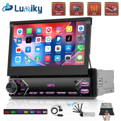 Einzel 1DIN Autoradio Flip out Touchscreen MP5 Player Bluetooth Mirror link +DAB