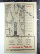 1927 ADVERTISING for Paramount Pictures theatre Broadway New York NY studio