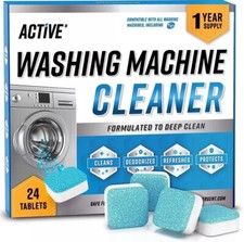Washing Machine Cleaner Descaler 24 Pack - Deep Cleaning Tablets For HE Front