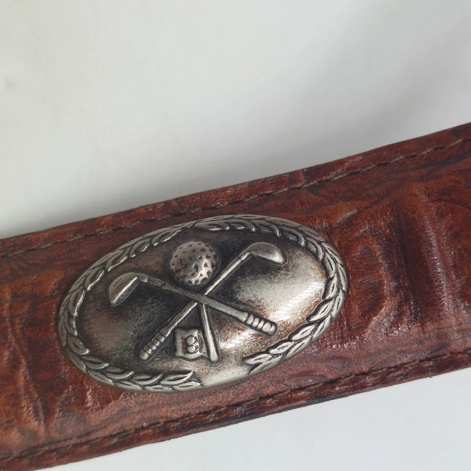 Cinturón de golf clásico marrón importado de cuero italiano talla 42  Foto 3 de 4