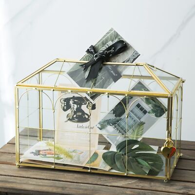 Glass Card Box with Slot and Lock for Weddings Birthdays and Special Events