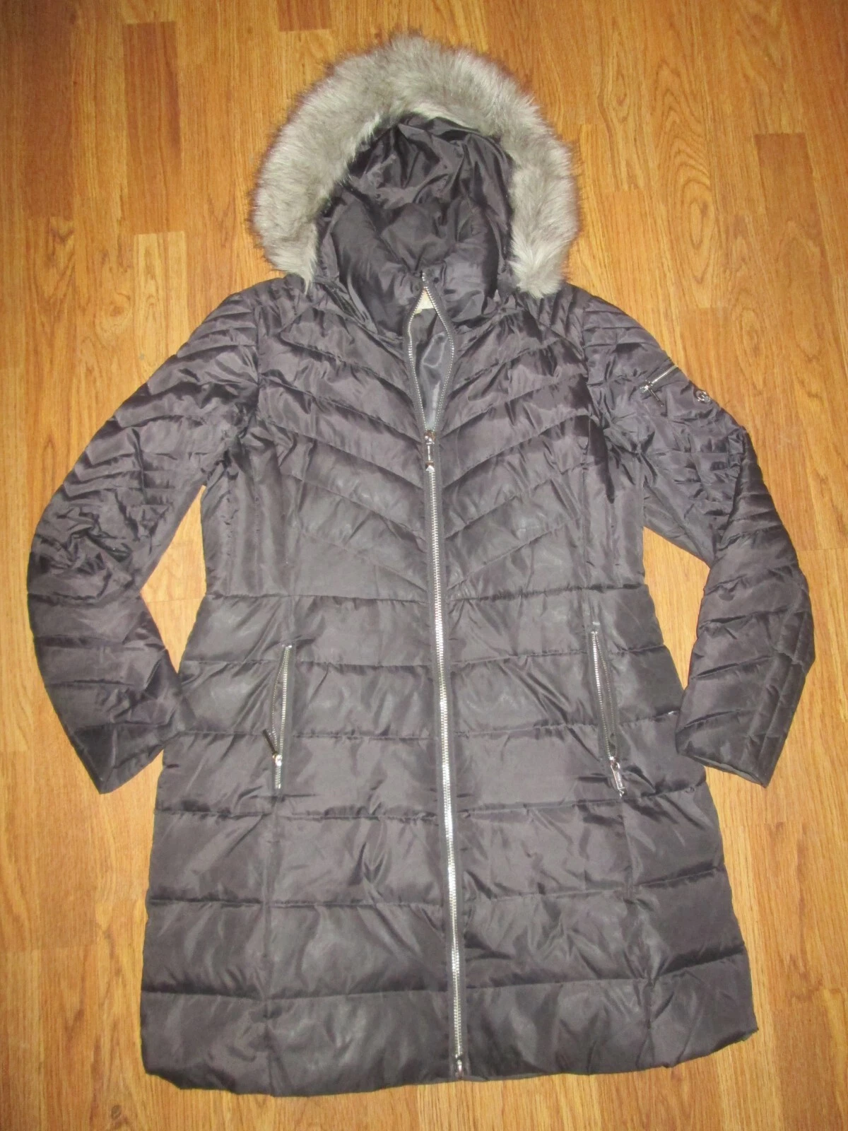 Cappotto giacca donna MICHAEL KORS piumino isolato full zip con cappuccio L Lg