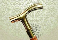 Wooden Walking Stick Cane With Brass Handle For Seniors Men Women Old People