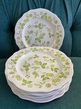 Lot of 8 Petite Flora Ironstone DINNER PLATES 10.5" Japan China