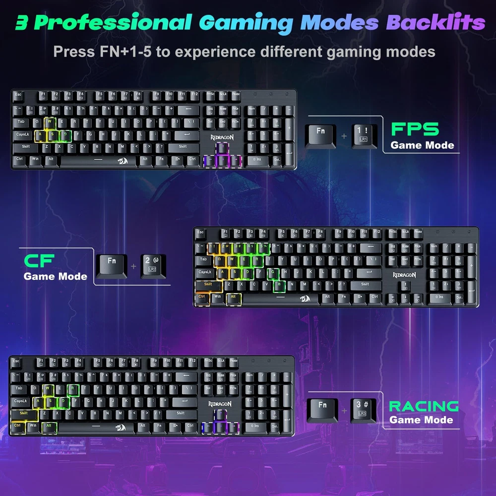 Mechanical Gaming Keyboard, Wired Mechanical Keyboard with 11 Programmable Ba...