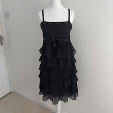 Vintage black tiered sequin midi dress with ribbon bow detail 