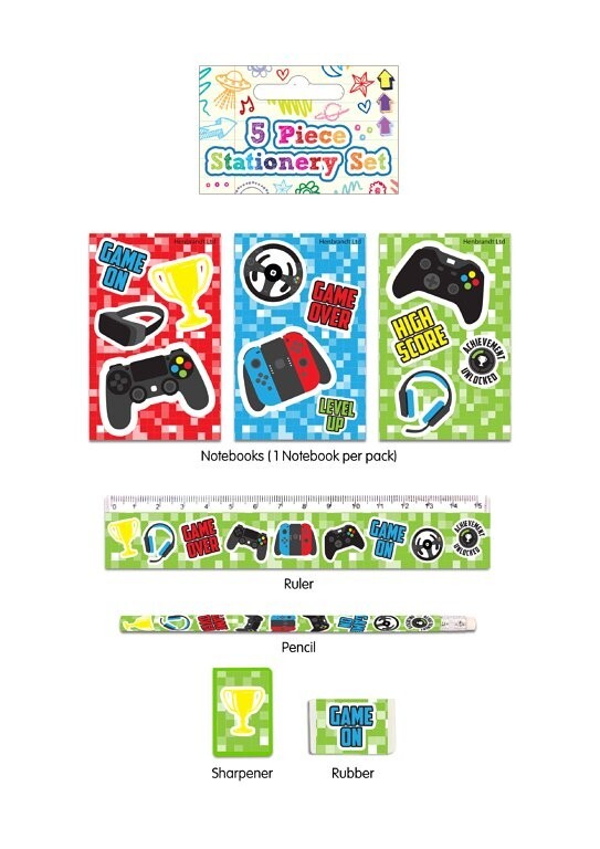 28 Packs of 5 Items Gamer Pencil Stationary Set Gifts Favours Stocking Filler
