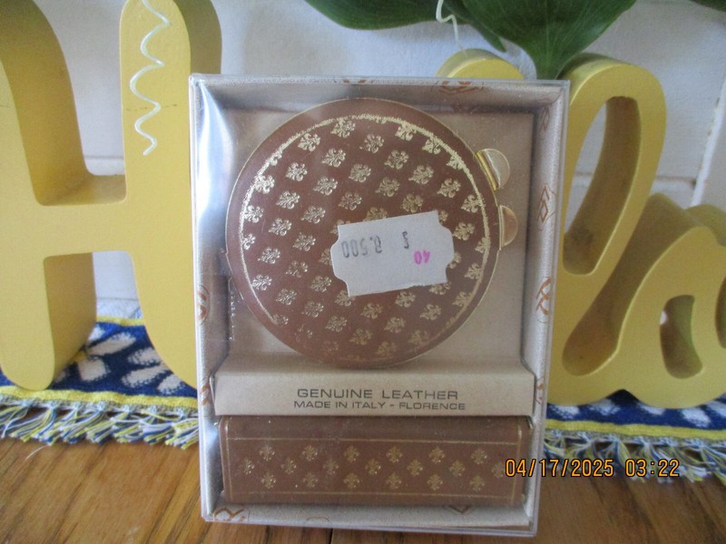 Vintage Brevettato Geniune Leather Compact/Lipstick Case Made in Italy New/Box