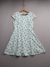 FOREVER 21 Floral Dress Womens Size Medium Cap Sleeve Green Daisy's 