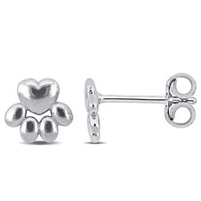 Amour Sterling Silver Paw Stud Earrings
