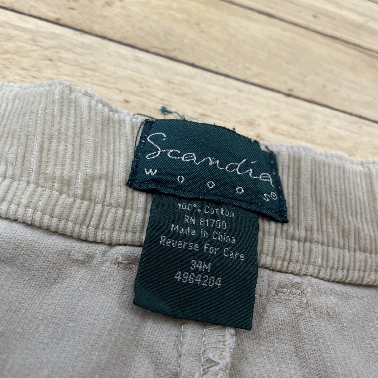 SCANDIA WOODS Corduroy Pants Men 34M Brown Western Preppy Cords Retro 90s 35x27