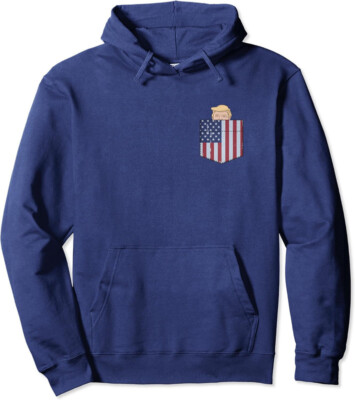 Trump In Your Bag Funny Trump 24 Peeking Flag Pocket Unisex Hooded Sweatshirt