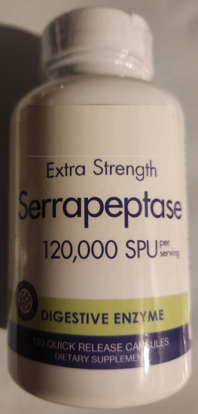 Высокоэффективная серрапептаза 120000 SPU / 54 грамма 120 быстроразъемных крышек