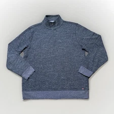 Faherty 1/4 Zip Sweater Mens Large Organic Cotton Pullover Navy Blue Soft