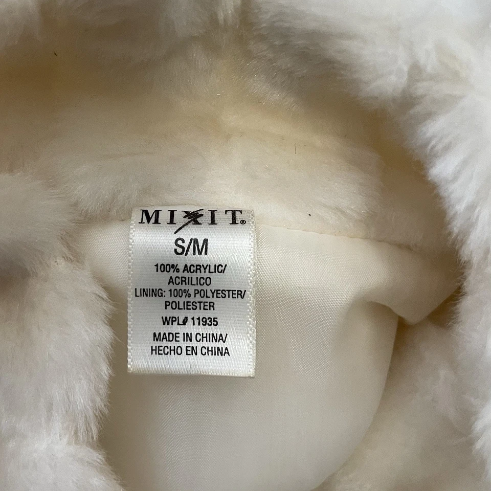 Mix It Faux Fur Vest Size S M Creamy White Quiet Luxury Mob Wife Bomber Y2K Boho - Image 4 of 4