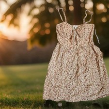 AUW Women’s Size S Strappy Sleeve Floral Fairycore Boho Fit & Flare Summer Dress