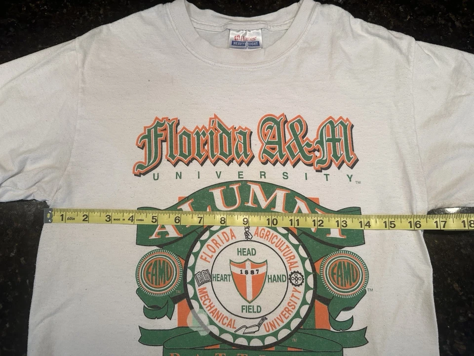 Camiseta Vintage FAMU Rattlers Anos 90 Florida A&M University, Ponto Único, Tamanho P - Imagem 3 de 4