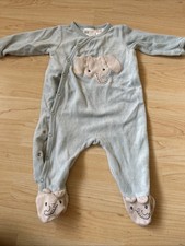 Strampler Baby Hellblau, Gr 62 Mit Elefant für den Winter, Top Zustand