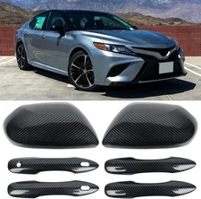 sportuli Carbon Fiber Side Door Mirror Caps + Handle Covers 