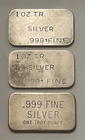 Collection of 3 Vintage Planchette 1 Troy Ounce 999 Silver Bar ….  3 Oz Total