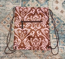 Thirty One school sport backpack 31 bag cinch sac Paisley Pink and Brown