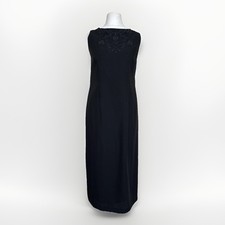 ST Michael M&S Vtg 90s WOMEN EVENING BLACK DRESS Modern Size UK 14 P2P40” L47”