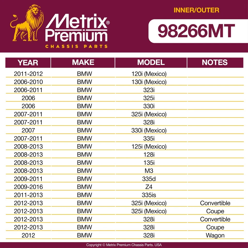 Inner & Outer Tie Rod End Kit for BMW Z4 335i RWD 335i 335is 335d 128i 135i 4PCS - Image 2 of 4