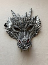 Dragon Mask Costume Party Opera Halloween Silver Gray Foam Plastic Play Cosplay