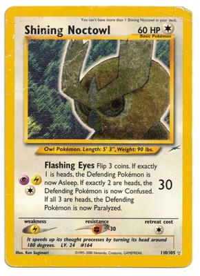 Pokemon Card: Shining Noctowl 110/105 Neo Destiny Set Vintage Ultra Rare! PL