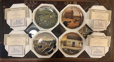 Collector Plate Lot Franklin Mint Lowell Herrero Folk Art Cows Herd Grazing Barn