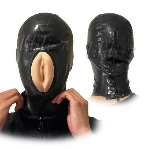Latex Mask Hood with Vaginal Face Party Cosplay Fetish 0.4mm