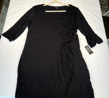 NEW INC International Concepts Plus Size 2X Deep Black Knotted Faux-Wrap Dress