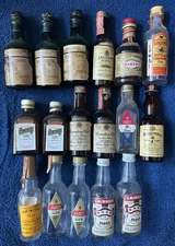 Lot of 17 Vintage Empty Mini Alcohol Liquor Miniature Bottles Gin Vodka Whiskey