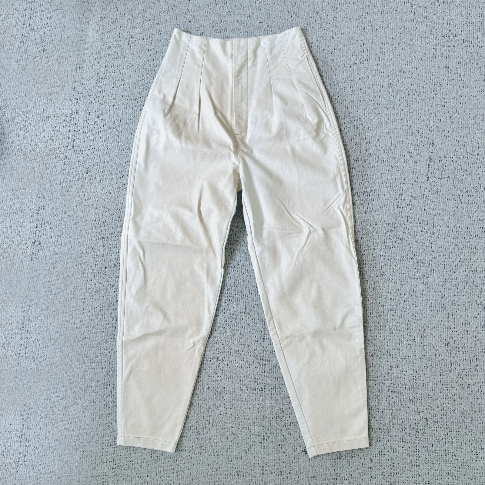 Free People Faux Leather Pants Women’s Size 2 Cream High Rise Tapered