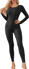 Womens Thermal Underwear Sets Long Johns Long Sleeve Base Layer Pajama Top and L