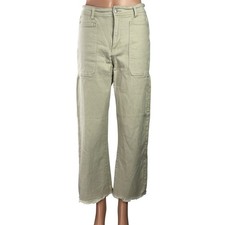 Forever 21 Women's Beige High Rise Wide Leg Raw Hem Baggy Denim Jeans Size 27