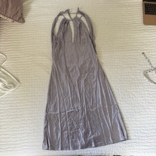 Vintage Victorias Secret Y2K Midi Slip Dress Silk Lilac Halter Neck Low Back M