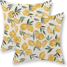 Summer Pillow Covers 18X18 Inch Set of 2 Yellow Lemon Pillow Covers Summer