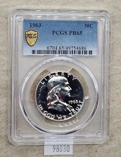 WPCoins ~ 1963 Proof Franklin Half Dollar PCGS PR-65