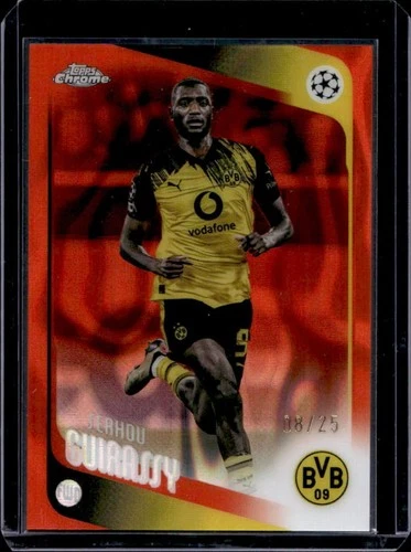2025-26 Topps Chrome UEFA CC Serhou Guirassy Orange Lava Refractor #/25 Dortmund