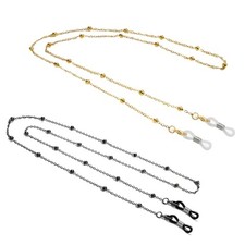 Eyeglass Chains for Women, Premium Beaded Eyeglass Necklace 2pack-black  Gold
